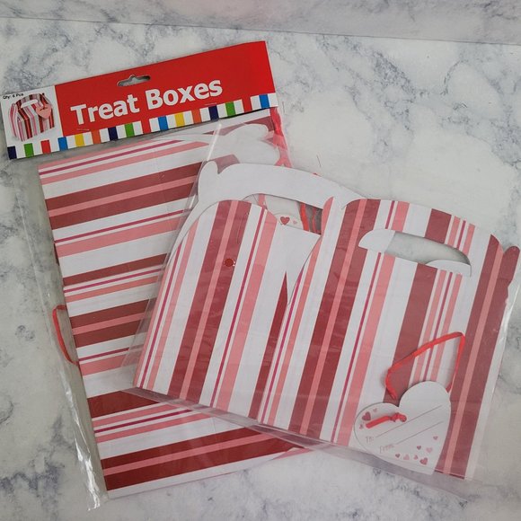Valentine Stripe Treat Boxes with Handle * Gable Boxes - Picture 5 of 5